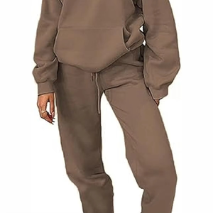 Wholesale Women's Hooded <b>Tracksuit</b> Sets Heavyweight Sportswear Set Casual Minimalist Black Co‑Ord Relaxed Fit Two‑Piece Set - Product Image 6
