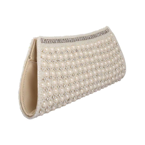 Premium Ladies Evening Bag <b>Clutch</b> Purse with Pearl Studs Silk Satin Metal Material Luxury Party <b>Wedding</b> Handbag Design - Product Image 4