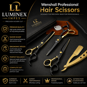 NYBL-55 5.5inch Straight <b>Left</b>-<b>handed</b> <b>Scissors</b> JAPAN 440C Sharp 58-59HRC Hardness Stainless Steel Handle Barber Shears Hair 28 - Product Image 2
