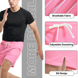 Pantalones cortos de malla de alta calidad para hombre, diseño transpirable de secado rápido, con cordón en la cintura, ropa deportiva informal. - Product Image 5
