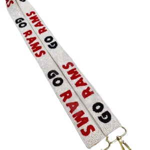 Go Rams Sangle perlée pour sac à main Sangles de sac en perles de rocaille personnalisées en or blanc Sangle perlée personnalisée pour sacs - Product Image 1