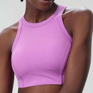 Vente en gros de t-shirts de sport pour femmes à haute élasticité, logo personnalisé, sans couture, manches courtes, crop tops pour la gym, le yoga et l'entraînement - Product Image 2
