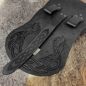 Bolsa Vikinga Hecha a Mano de Cuero Genuino, Bolsa Medieval con Dragón Celta Grabado, Accesorios para Cosplay LARP, Embalaje Personalizado - Product Image 3