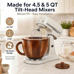 Natural Black Acacia Wooden Mixing <b>Bowl</b> <b>with</b> <b>Lid</b> and Handle Attachment For Stand Mixer Wood <b>Serving</b> Container <b>Bowl</b> Kitchen Decor - Product Image 4