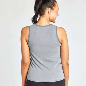 Women Blue Sleeveless Tank <b>Top</b> O-Neck Knitted Breathable Sporty Style Solid Color Regular Length Polyester Fabric - Product Image 4