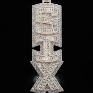 Joyería HipHop Moissanie, Colgante de Diamante Moissanite con Corte Baguette Redondo Personalizado para Raperos, Chapado en Oro sobre Plata 925, VVS - Product Image 4