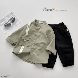 ชุดลำลองเด็กผู้ชาย แบรนด์ Beemo สำหรับฤดูใบไม้ร่วง/ฤดูหนาว แบบขายส่ง สีพื้น ลายเรียบ เสื้อแขนยาว คอจีน แฟชั่นเสื้อผ้าเด็กวัยหัดเดิน - Product Image 4