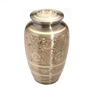 Diseño decorativo Metal Latón Flor y pájaro Diseño grabado Urna de cremación para cenizas humanas Fabricante de alta calidad - Product Image 4