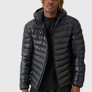 Wholesale Outdoor <b>Light</b> Warm Duck Custom Logo Nylon Black Hooded Winter Bubble Puff Filled Down <b>Puffer</b> <b>Jackets</b> for Men - Product Image 3