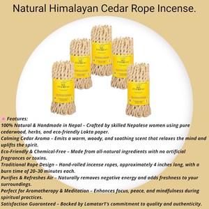 Handmade Eco-Friendly Nepal Lamatar1 Himalayan Cedar Rope Incense Set 5 Burning Gently Natural Wick Yoga Meditation Aromatherapy - Product Image 2
