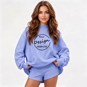 Sweat-shirt à col montant surdimensionné pour femme, en molleton de coton épais de haute qualité, personnalisé, brodé, à épaules tombantes - Product Image 1