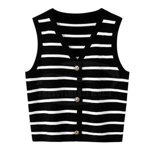 Nouvelle arrivée coton fait recadrée tricoté gilets respirant léger femmes recadrée tricoté gilet - Product Image 1