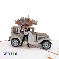 Carte de vœux pour voiture de mariage « Just Married » tendance, best-seller, personnalisée, style 3D pop-up fait main, artisanat en papier, Thanksgiving