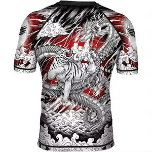 Rashguard à manches courtes respirant anti-UV imprimé sur mesure pour hommes MMA BJJ Service OEM - Product Image 5