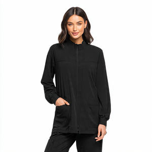 Veste de travail médicale en tricot extensible et confortable avec fermeture éclair sur le devant, respirante, personnalisable, de haute qualité, pour l'échauffement - Product Image 1