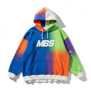 Sweat-shirt surdimensionné streetwear pour homme, patchwork, color block, hip hop, molleton de coton épais, pull personnalisé avec motif graphique - Product Image 1