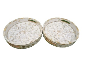 Plateau de service en bois de Ramadan incrusté de nacre fait à la main plateau décoratif élégant pour cuisine usage domestique moderne Antique - Product Image 6