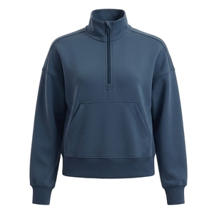 Sudadera de Forro Polar 100% Algodón para Hombre, Oversize, Cuello Alto Casual, Larga, con Hombros Caídos, Logotipo Personalizado, Color Liso, Invierno, OEM ODM - Product Image 1