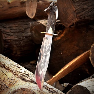 Couteau Bowie à pointe tombante en acier inoxydable A&M Enterprises, manche en bois de cerf, couteau de survie professionnel pour la randonnée et le camping - Product Image 4