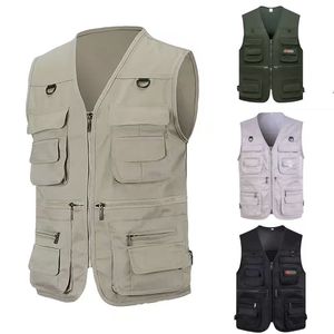 Chaqueta de Trabajo sin Mangas para Hombre, Tallas Grandes, a la Moda, con Bolsillos Personalizables, 100% Poliéster, Reversible, Otoñal, Anti-UV, Resistente al Viento - Product Image 1