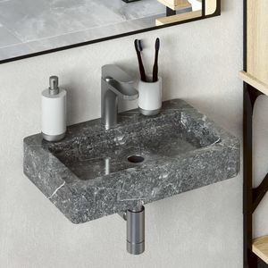 Lavabo de baño montado en la pared 15 "x 9,4" x 2,6 "Mármol gris - Product Image 1