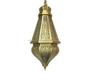 Disponible venta al por mayor latón corte láser linternas marroquíes hogar Eid decorativo jardín techo colgante Mesa tradición Metal - Product Image 3