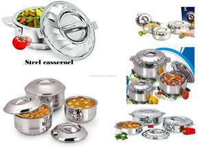 Top vente ustensiles de cuisine en acier inoxydable ensemble de marmites casserole couvercle couvercle servant marmite forme ronde martelé brillant poli - Product Image 6