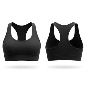 Women Racerback Sports Bra Medium Support U Neck Yoga Bra Gym Workout <b>Top</b> Solid <b>Black</b> Fitness Bra Racerback Execrise Bra - Product Image 5