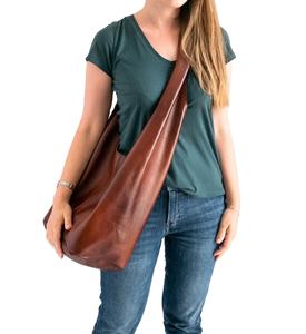 Handmade Cognac Brown Leather <b>Hippie</b> <b>Bag</b> Oversized Hobo Purse Large Crossbody Wide Strap LHB-0001 - Product Image 1