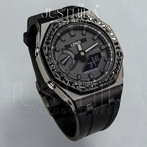 Montre-bracelet en diamant moissanite noir VVS de haute qualité, très demandée, G-Sh0ck, montre en diamant premium pour hommes, prix usine. - Product Image 2