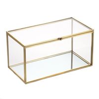 Boîte à bijoux de luxe en laiton doré et verre, transparente, géométrique, décorative, pour souvenirs, présentoir de mariage, coffre de rangement pour maquillage