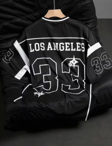 T-shirt de football noir Los Angeles, col en V, décontracté, sportif, surdimensionné, pour homme, streetwear, séchage rapide - Product Image 4