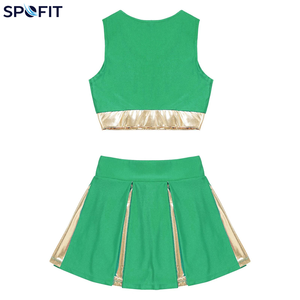 Tenues de cheerleading personnalisées pour équipes, technologie de séchage rapide, haut court sans manches et jupe, ensemble uniforme de cheerleading - Product Image 5