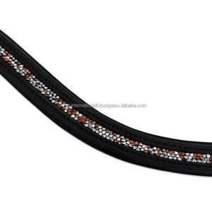 Cristales triturados pequeños personalizados multicolor forma de onda de cuero acolchado frente de caballo banda para brida al mejor precio pedido al por mayor - Product Image 4