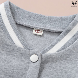 Latest Style Kids Baseball Jacket Snap Button Youth Varsity Bomber Coat Fashionable Children's Outerwear Sportswear - Product Image 3