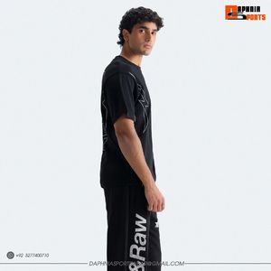 <b>High</b> Quality <b>Men</b> Oversized Black Cotton T-Shirt With Star Print O-<b>Neck</b> Short Sleeve Street Style Casual Shirt For Unisex - Product Image 3