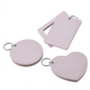 Porte-clés mini en PU tendance, miroir de maquillage pliable double face finition argentée, design créatif et personnalisé - Product Image 1