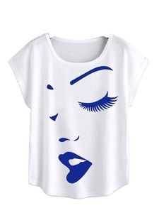 Nueva llegada blanco Casual Cap manga algodón figura ligero estiramiento verano mujeres Tops blusas y camiseta - Product Image 2