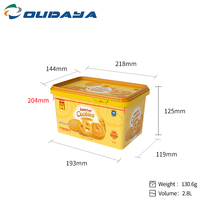 Contenedor desechable de 3L y 2,8 l de PP, contenedor para galletas, cubo para galletas con tapa y asa a prueba de manipulaciones