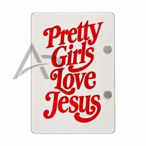 Azulejo Acrílico Religioso con Diseño 'Pretty Girls Love Jesus', Azulejo Sostenible con Fuente Retro, Azulejo Blanco con Imanes, OEM - Product Image 1