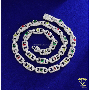 Cuban Link Necklace With Moissanite Diamond Luxury Iced Out 925 <b>Sterling</b> <b>Silver</b> Hip Hop Jewelry For <b>Men</b> Women Wholesale - Product Image 2