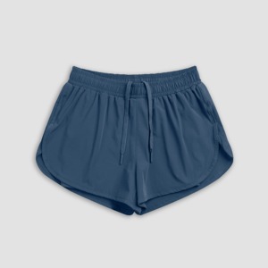 Shorts Deportivos para Mujer, Color Azul Sólido, Cintura Elástica, Tejido de Poliéster, Secado Rápido, Corte Regular, Cintura Media, para Gimnasio y Fitness - Product Image 3