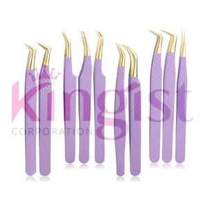 Ensemble de pinces à extensions de cils en acier inoxydable personnalisées avec étiquette privée, pointe pointue, prise diamantée à 90 degrés - Product Image 5