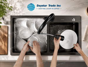 DAYSTAR TRADE Nano Black <b>Brushed</b> Handmade Rectangular Double Undermount 304 Stainless Steel Kitchen Sink Drainboard Modern - Product Image 3