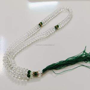 Tasbih en acrylique transparent comme du cristal, 33 perles, chapelet de prière islamique avec des accents verts pour le dhikr, la méditation et le culte musulman - Product Image 5