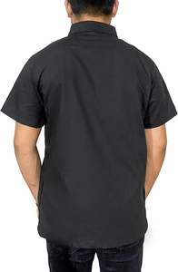 Veste de barbier professionnelle à manches courtes pour homme, chemise noire pour coiffeur, blouse de salon, uniforme de styliste capillaire - Product Image 4