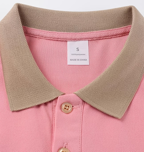 Custom Pink 100% Cotton 220gsm Premium Polo Shirt Short Sleeve Embroidered Logo Contrast Trim Classic Turndown Collar Adult All - Product Image 4