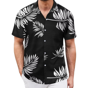 Camisas de Playa con Estampado de Flores Beige, Camisas Hawaianas de Tela de Sarga Transpirable de Secado Rápido, Corte Holgado, Camisas Casuales de Verano para Hombre - Product Image 2