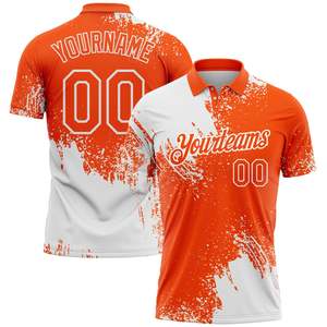 New Arrival Custom Team <b>Polo</b> Shirt Full Sublimation Front Chest Logo Back Name Number Breathable Polyester White <b>Orange</b> Shirt - Product Image 1