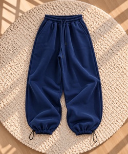 <b>Men's</b> Black Sweatpants Elastic Waist Drawstring <b>Cuffed</b> Breathable Casual Joggers 100% Cotton Quick Dry Eco-Friendly - Product Image 2